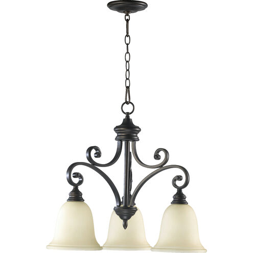 Bryant 3 Light 25 inch Oiled Bronze Mini Chandelier Ceiling Light in Amber Scavo