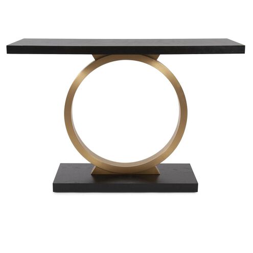 Annular 48 inch Black and Gold Console Table
