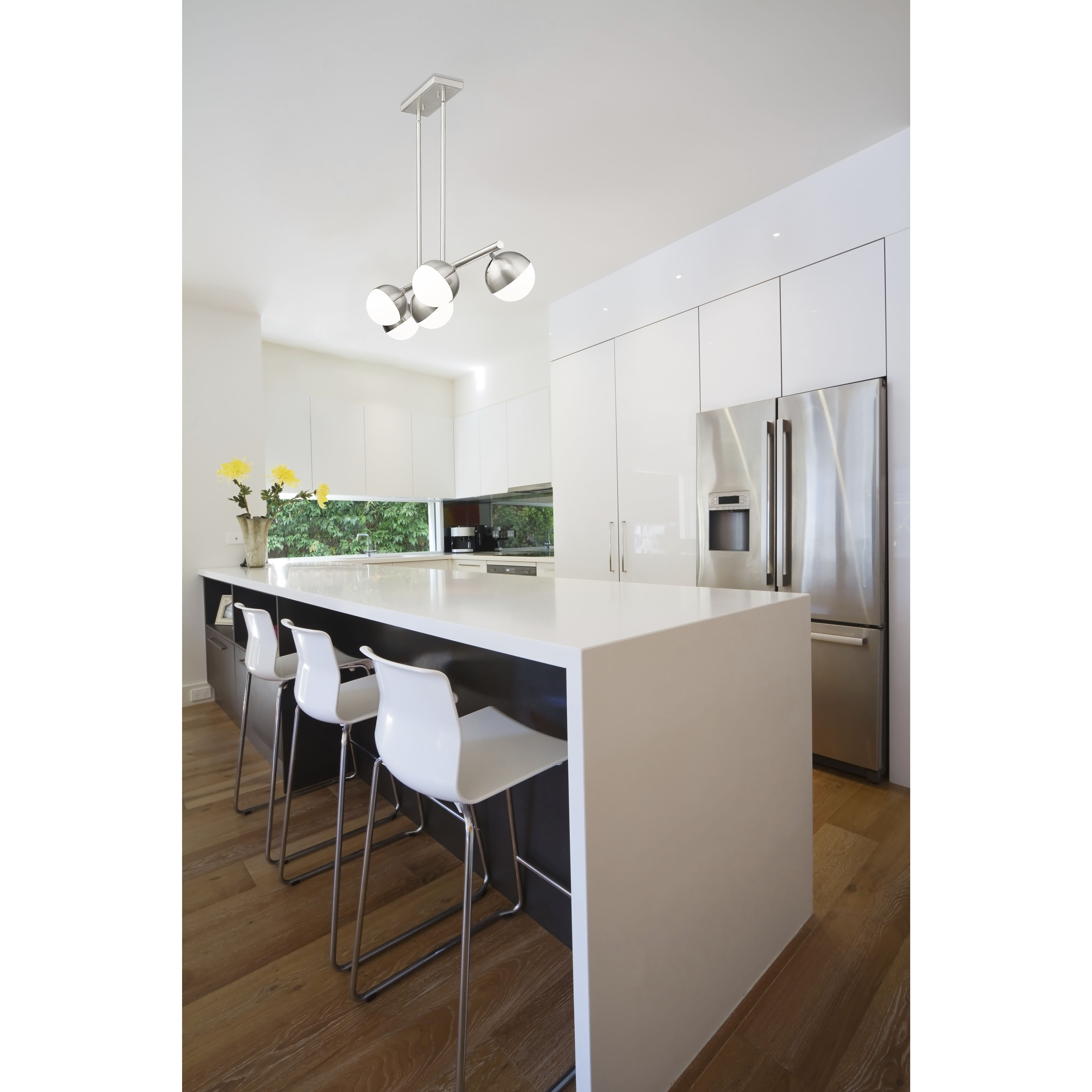 Realm Sphere Linear Chandelier Ceiling Light in Brushed Nickel