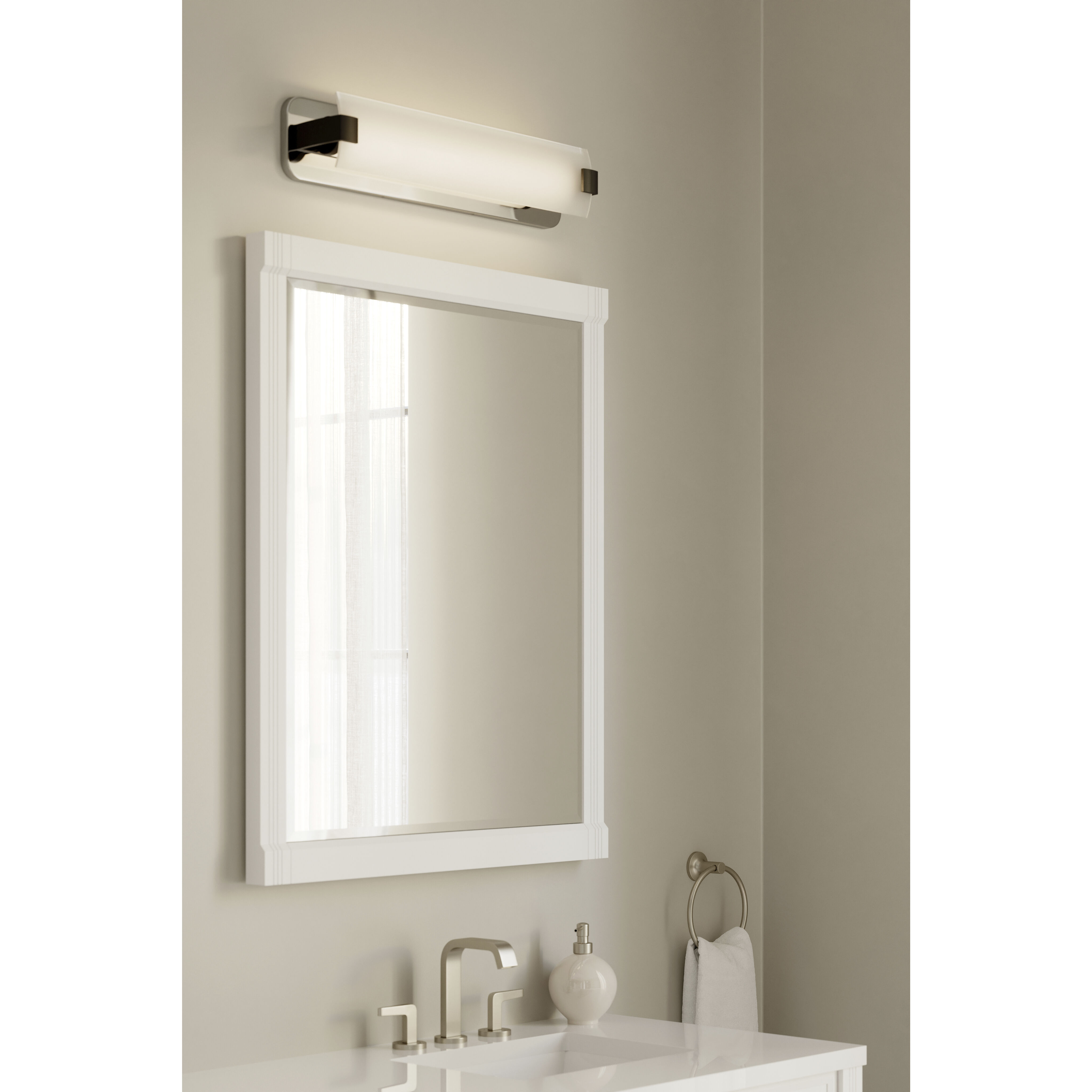 Arclume LED 24 inch Chrome and Dark Matte Black Bath Bar Wall Light
