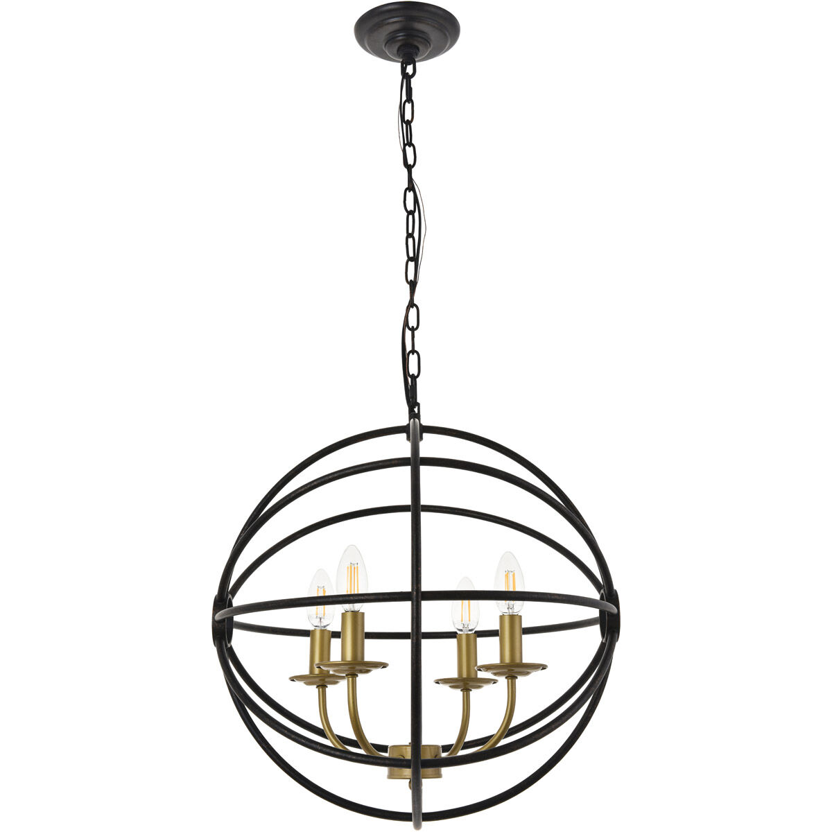 Octavia 4 Light 18 inch Brass and Dark Brown Pendant Ceiling Light