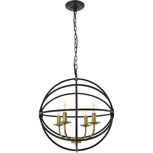 Octavia 4 Light 18 inch Brass and Dark Brown Pendant Ceiling Light