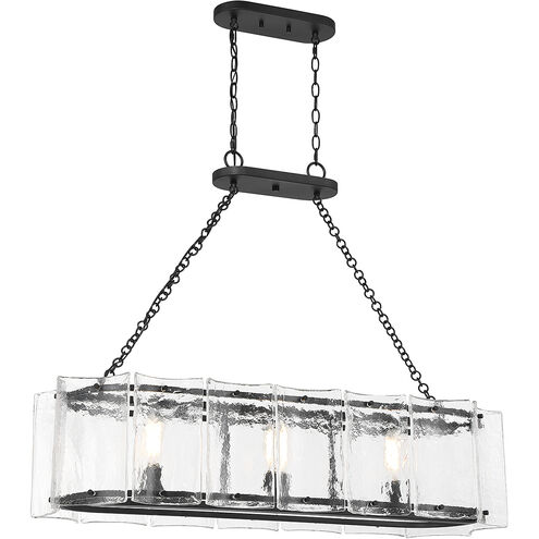 Genry 3 Light 41 inch Matte Black Linear Chandelier Ceiling Light