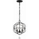 Solaris 3 Light 12.5 inch Black Mini Chandelier Ceiling Light