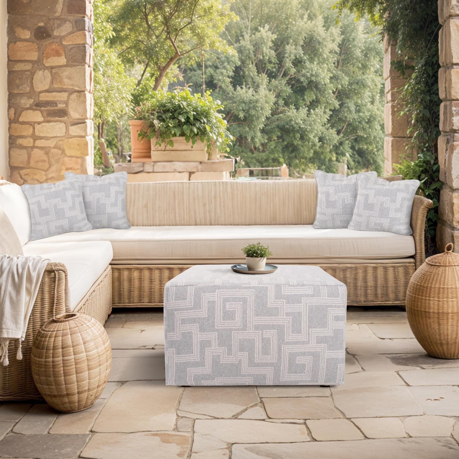 Syros Universal 18 inch Fog Outdoor Ottoman