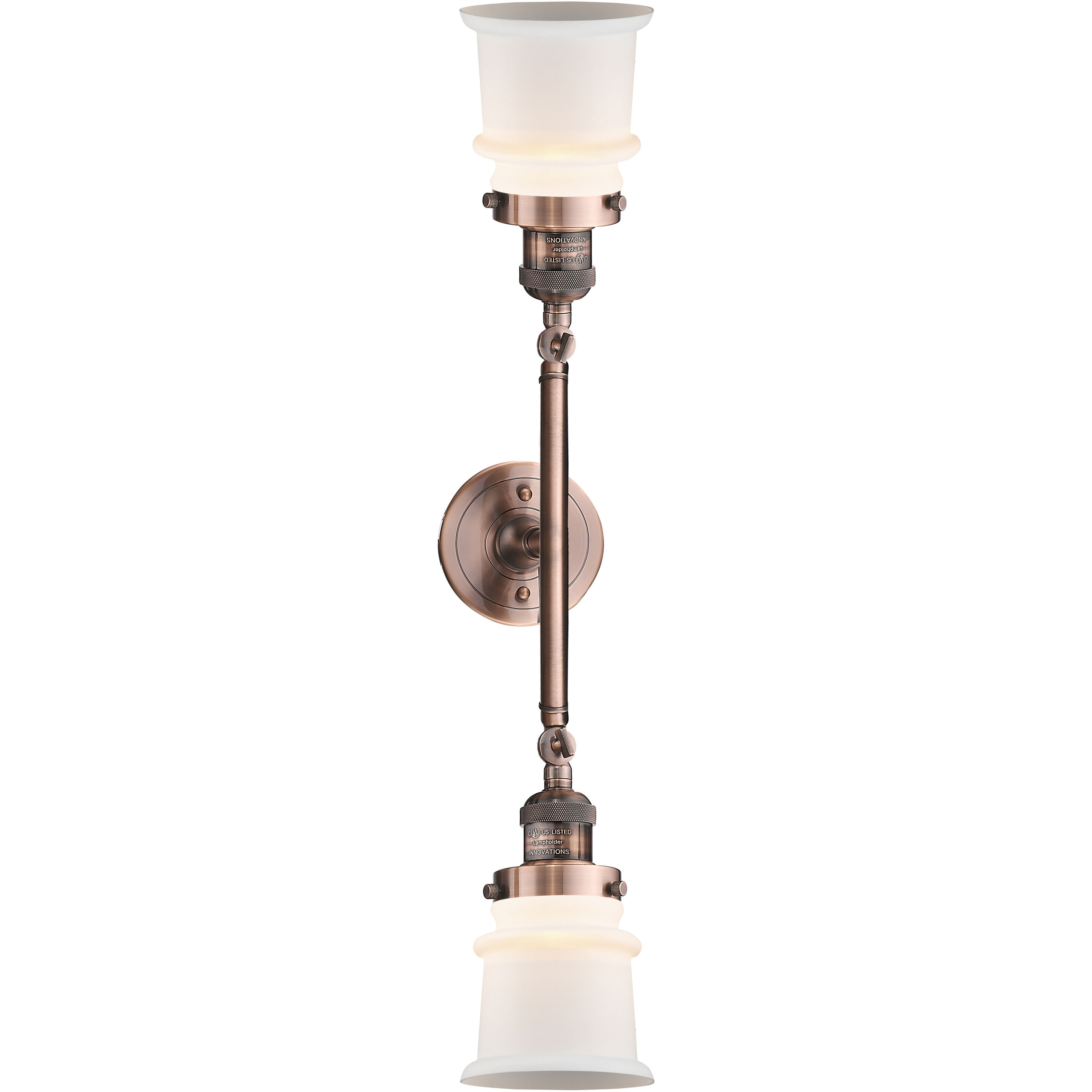 Franklin Restoration Small Canton 2 Light 17 inch Antique Copper Bath Vanity Light Wall Light in Matte White Glass, Franklin Restoration