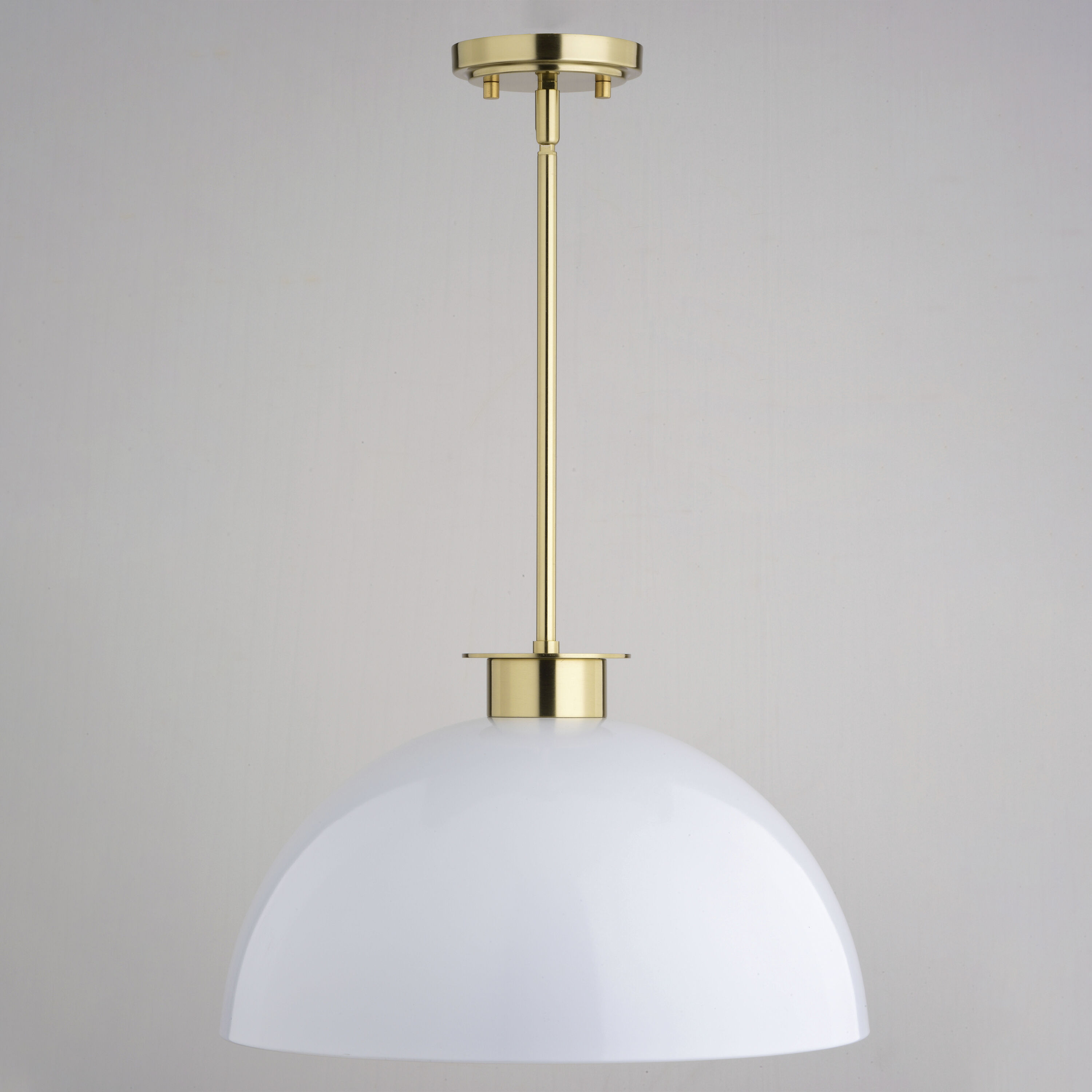 Devon LED 15.75 inch Glossy White and Satin Brass Pendant Ceiling Light