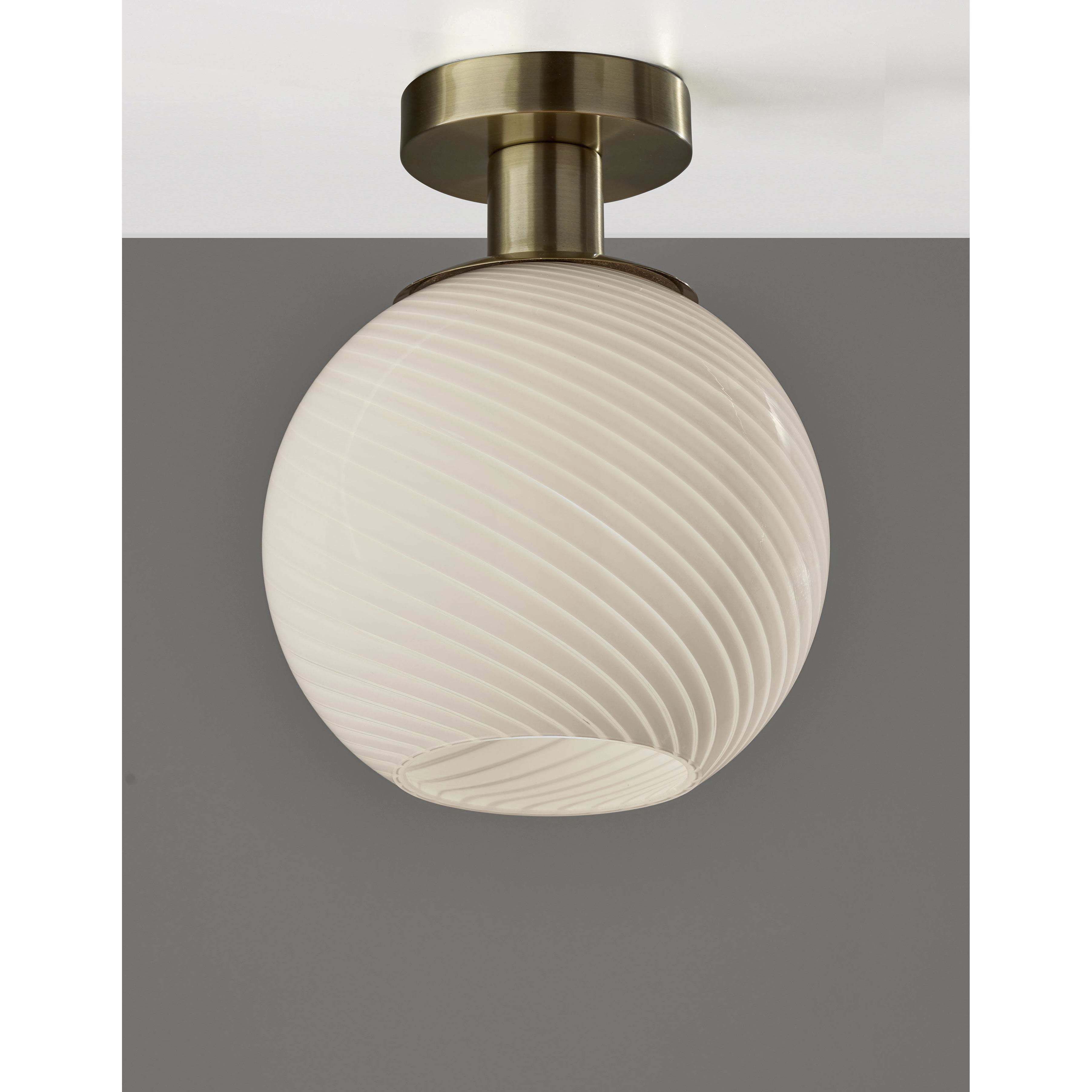 Swirl 9.5 inch Antique Brass Flush Mount Ceiling Light