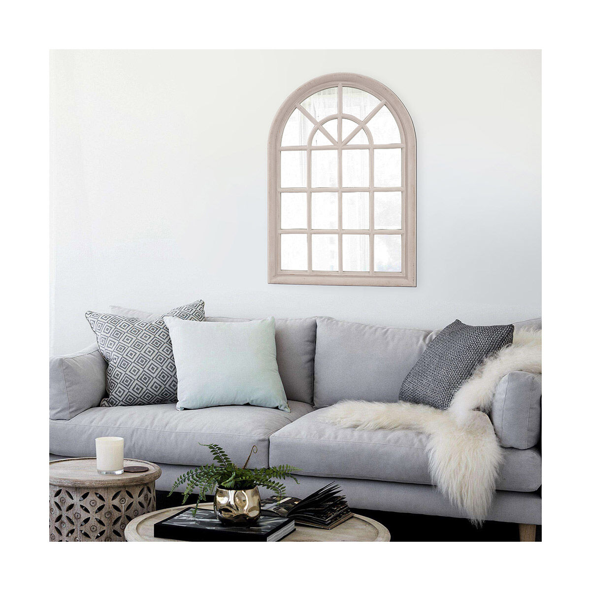 Fenetre 41 X 29 inch Distressed Taupe Wall Mirror