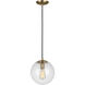 Leo - Hanging Globe Pendant Ceiling Light in Satin Brass