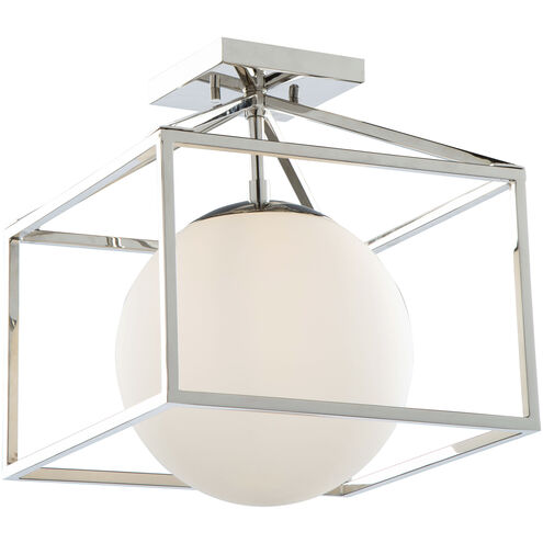 Eclipse 1 Light 12 inch Polished Nickel Cage Semi-Flush Mount Ceiling Light