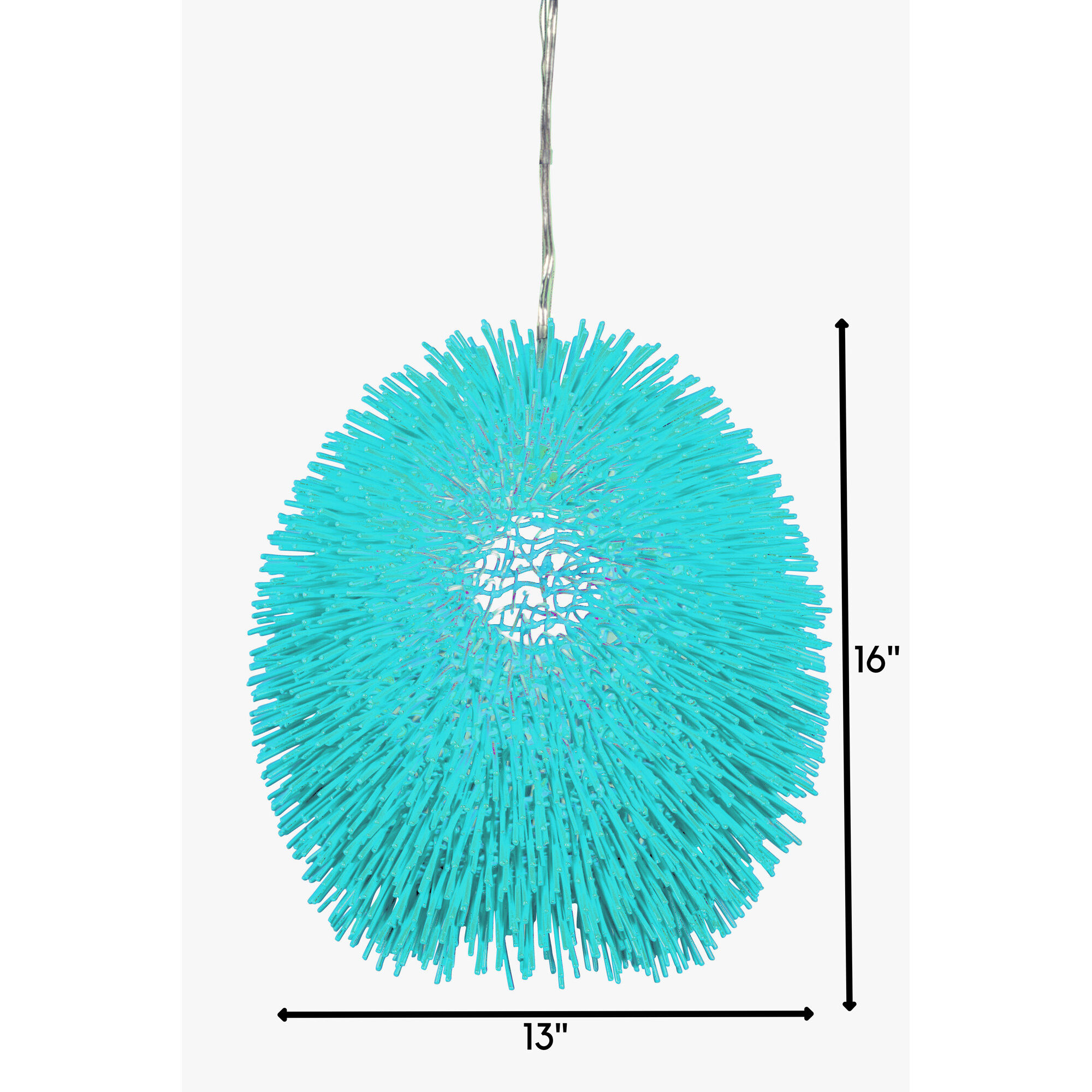 Urchin 1 Light 13 inch Aqua Velvet Pendant Ceiling Light