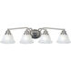 Malaga 4 Light 29 inch Satin Nickel Bath Vanity Wall Light in Marble