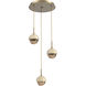 Cabochon LED Gilded Brass with Travertine Stone Pendant Chandelier Ceiling Light in Bronze, 2700K LED