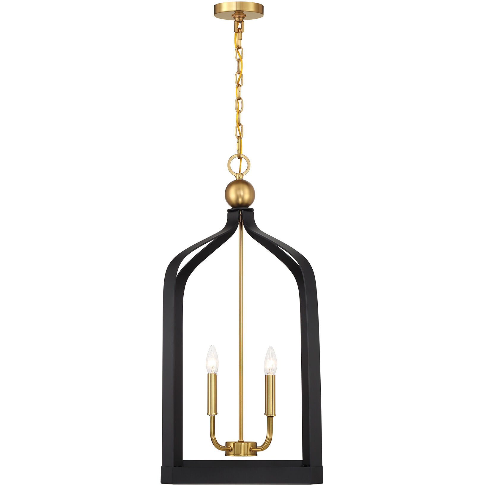 Sheffield 4 Light 15 inch Black with Warm Brass Accents Pendant Ceiling Light