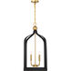 Sheffield 4 Light 15 inch Black with Warm Brass Accents Pendant Ceiling Light