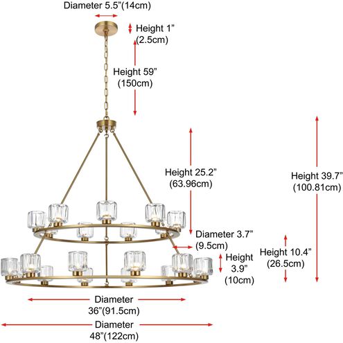 Cadence 21 Light 48 inch Satin Gold Chandelier Ceiling Light
