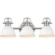 Duncan 3 Light 25 inch Pewter Bath Vanity Wall Light in Matte White