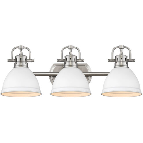 Duncan 3 Light 25 inch Pewter Bath Vanity Wall Light in Matte White