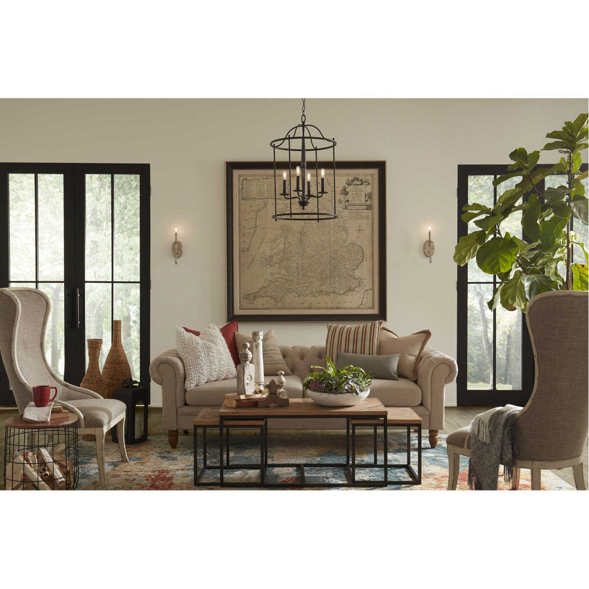 Durrell 4 Light 18 inch Matte Black Foyer Pendant Ceiling Light, Medium