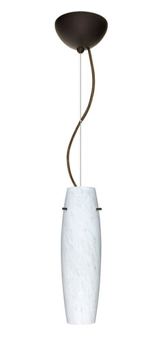 Suzi 1 Light Bronze Pendant Ceiling Light in Carrera Glass, Incandescent