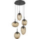 Cosmos LED LED 24.4 inch Matte Black Chandelier Ceiling Light in Clear Geo Inner with Bronze Cosmos Outer, 2700K LED, Round Multi-Port
