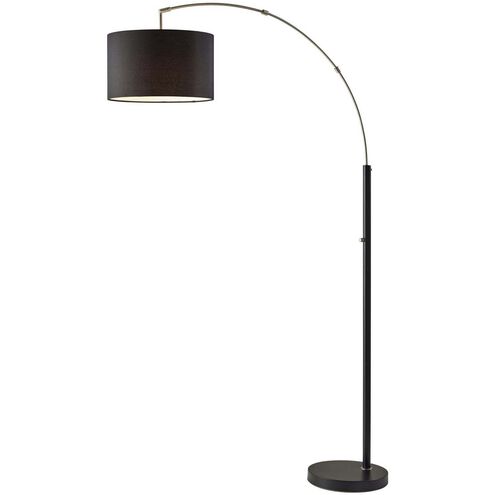 Preston 76 inch 100 watt Black and Brushed Steel Arc Floor Lamp Portable Light