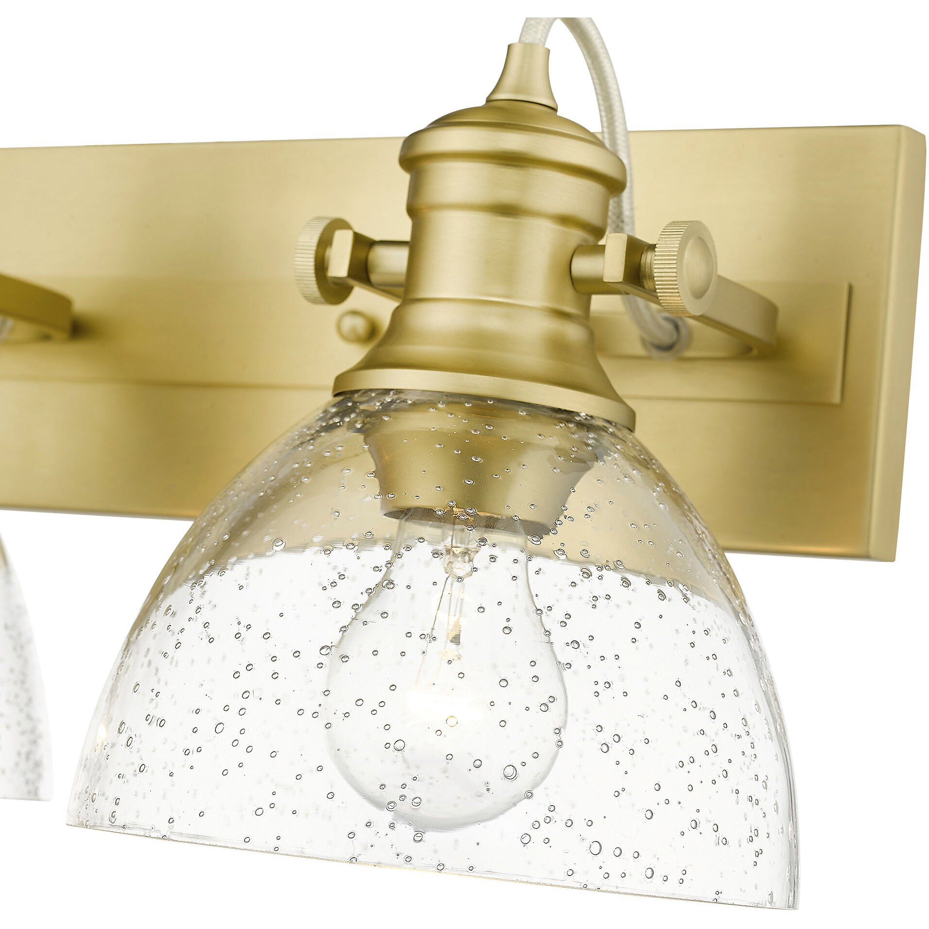Yep Hines 3 Light 23.13 inch Brushed Champagne Brass Semi-Flush Mount Ceiling Light in Seeded Glass