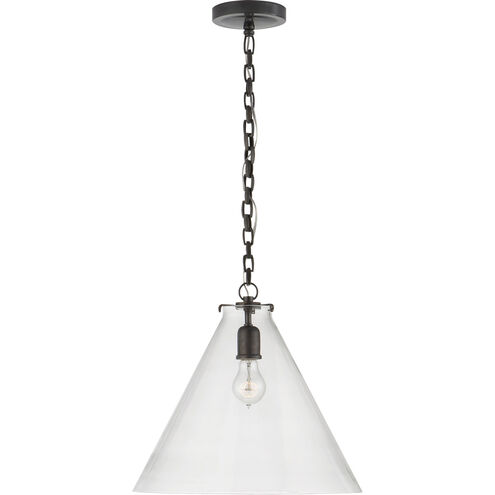 Thomas O'Brien Katie6 1 Light 15.75 inch Bronze Conical Pendant Ceiling Light in Clear Glass