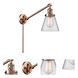 Small Cone 21 inch 60.00 watt Antique Copper Swing Arm Wall Light, Franklin Restoration