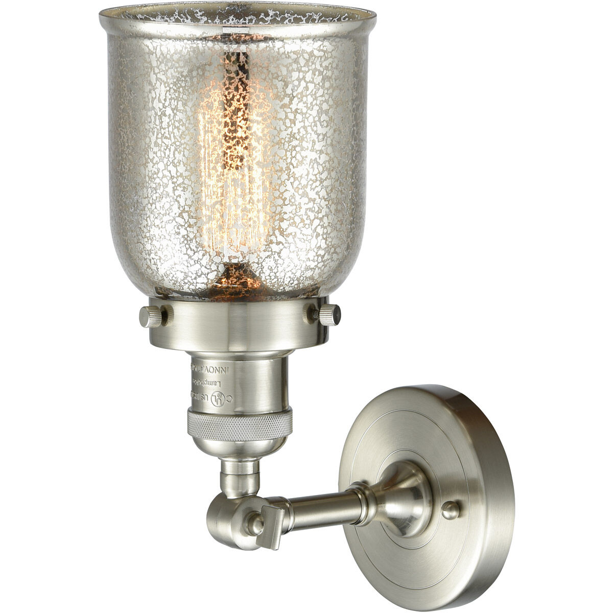 Franklin Restoration Small Bell 1 Light 5 inch Brushed Satin Nickel Semi-Flush Mount Ceiling Light in Silver Plated Mercury Glass, Franklin Restoration