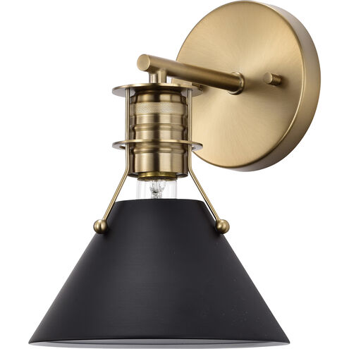 Outpost 1 Light 7 inch Matte Black/Burnished Brass Bathroom Vanity Lights Wall Light