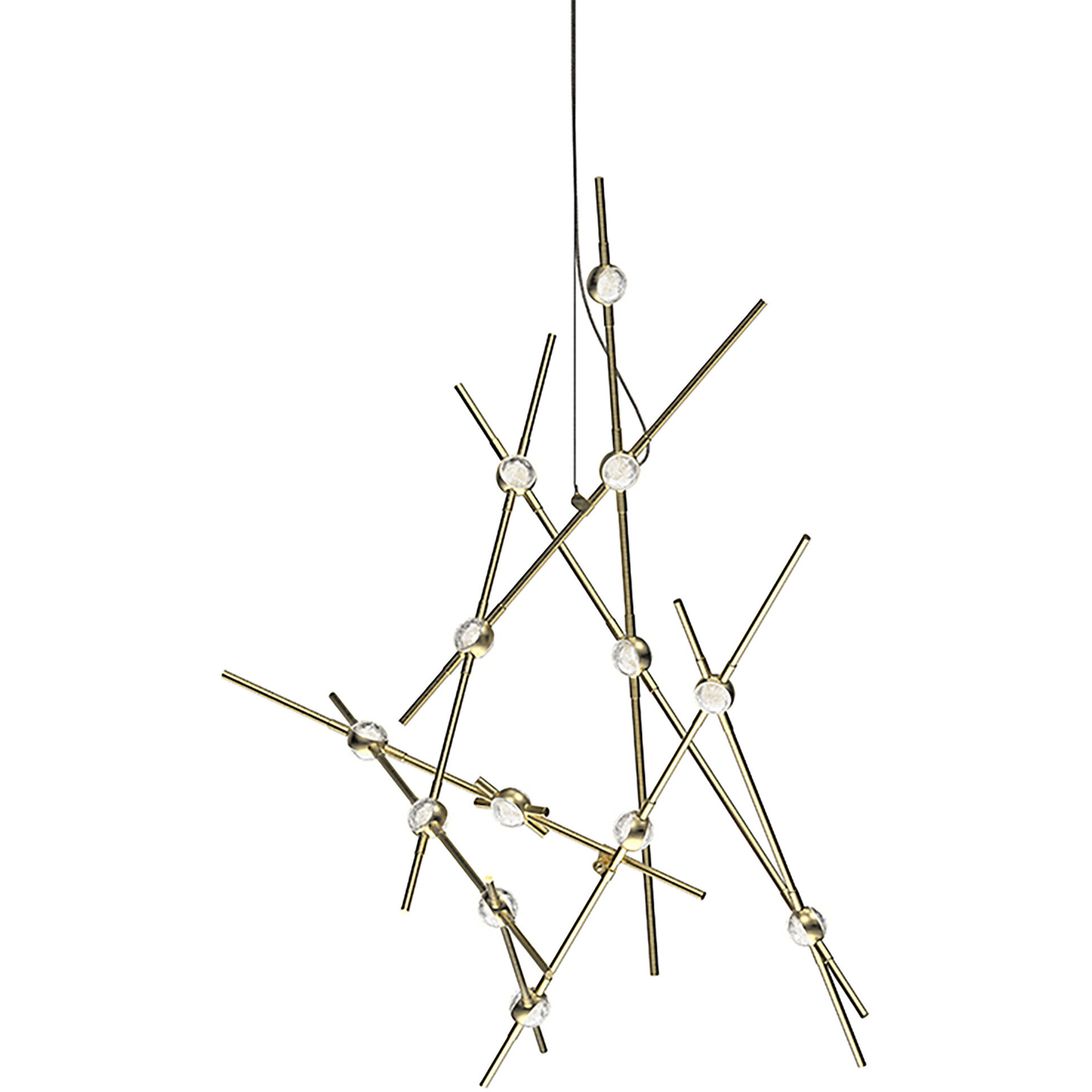 Constellation Aquila Minor LED 25.75 inch Satin Brass Chandelier Ceiling Light in 3000K, Clear Faceted Acrylic, 10 FT. Cord