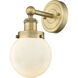 Beacon Sconce Wall Light in Brushed Brass, Matte White