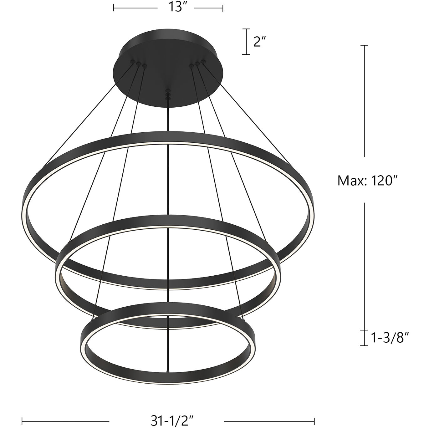 Cerchio LED 31.5 inch White Chandelier Ceiling Light
