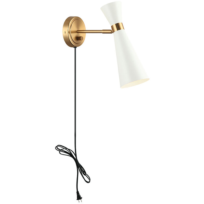 Blaze Wall Sconce Wall Light in Aged Gold Brass and White