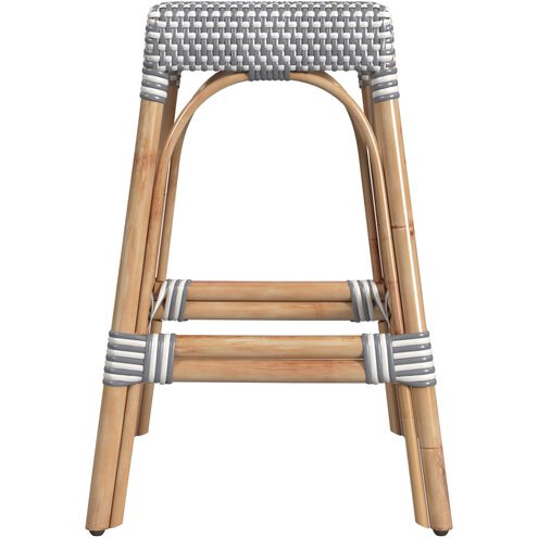 Robias Rectangular Rattan 24.5" Counter Stool in White and Gray Dot