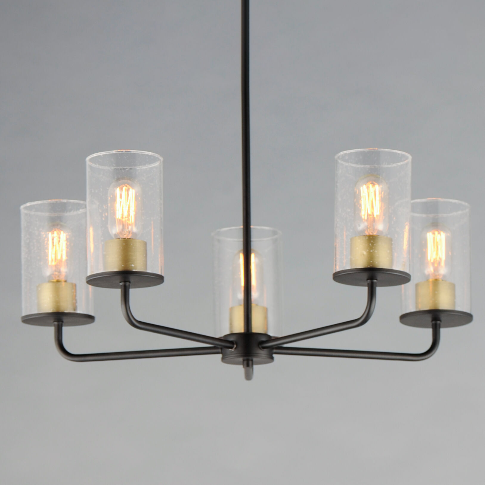 Sleek 5 Light 24.5 inch Antique Brass/Black Chandelier Ceiling Light in Antique Brass and Black
