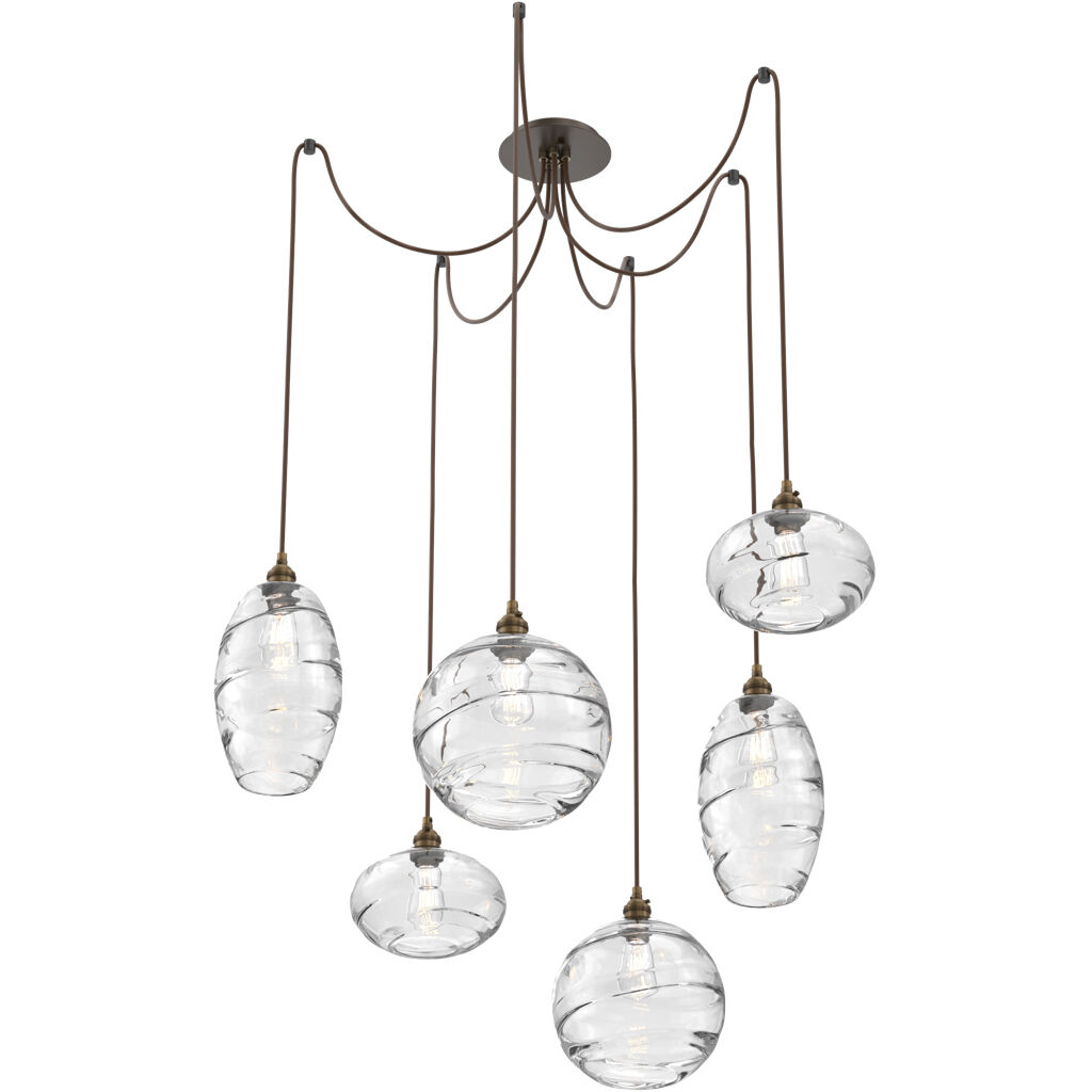 Misto 6 Light 15.5 inch Flat Bronze Swag Multi-Pendant Ceiling Light in Clear Optic