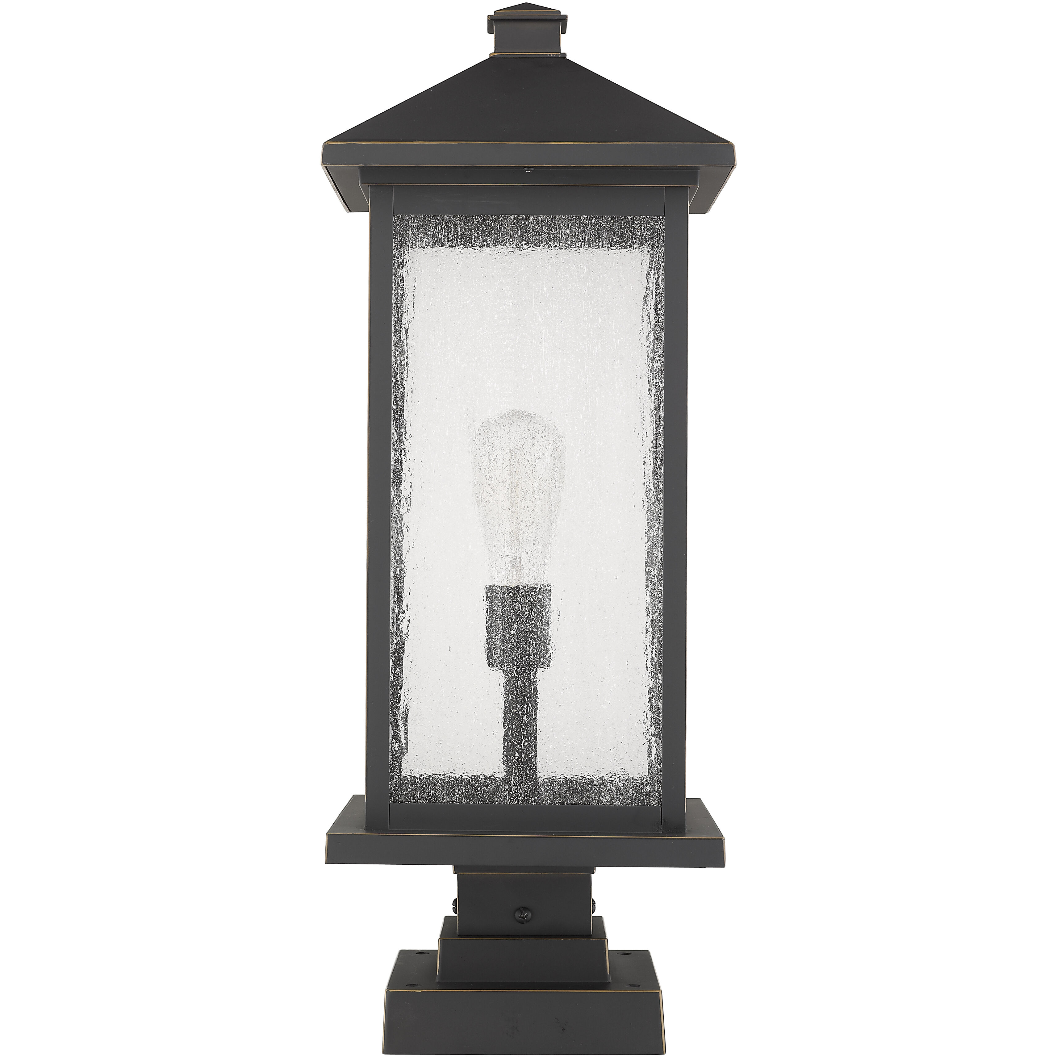 Portland 1 Light 25 inch Oil Rubbed Bronze Outdoor Pier Mounted Fixture in Clear Beveled Glass, 12.5