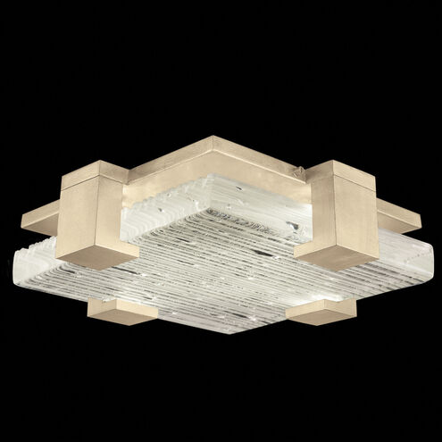 Terra 4 Light 16.75 inch Gold Flush Mount Ceiling Light in Rake Cast Glass