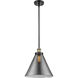 Ballston X-Large Cone LED 8 inch Black Antique Brass Pendant Ceiling Light in Plated Smoke Glass