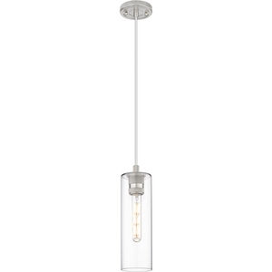 Crown Point 1 Light 3.88 inch Satin Nickel Pendant Ceiling Light in Clear Glass