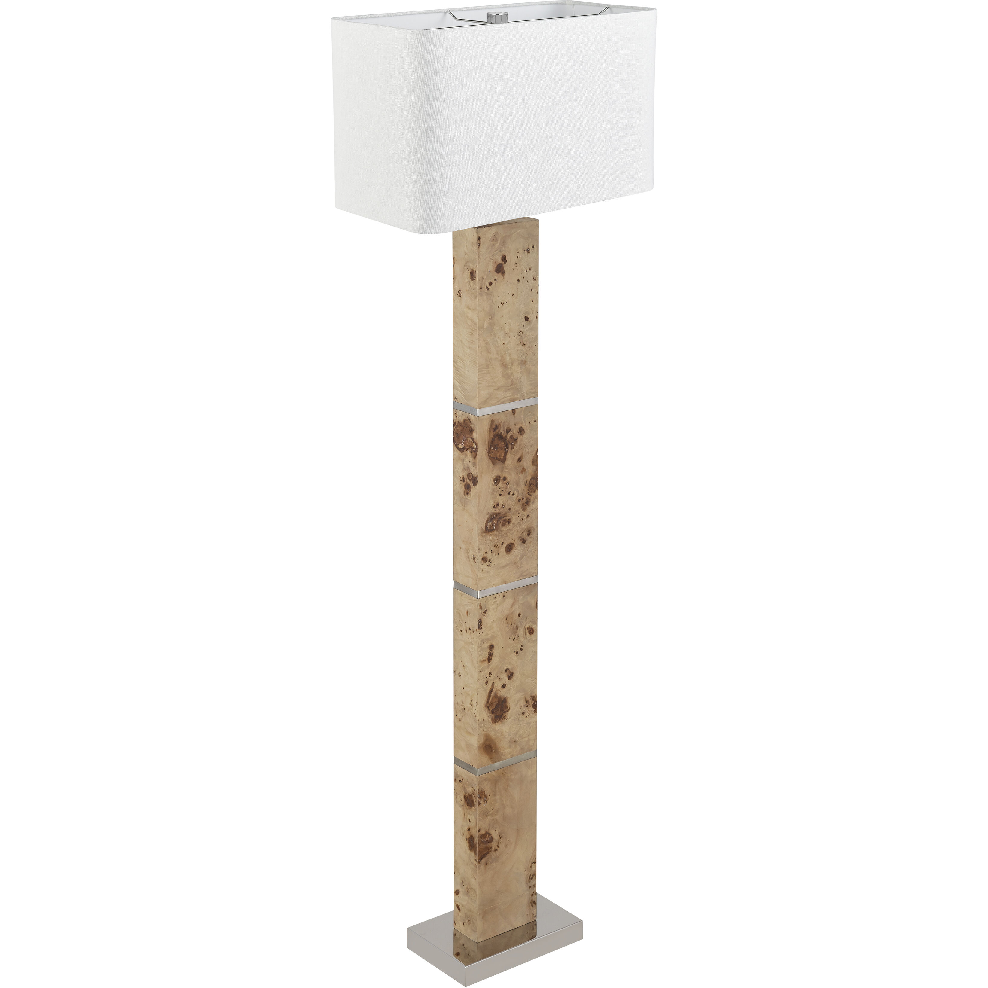 Cahill 63 inch 150 watt Natural Burl with Polished Nickel Floor Lamp Portable Light