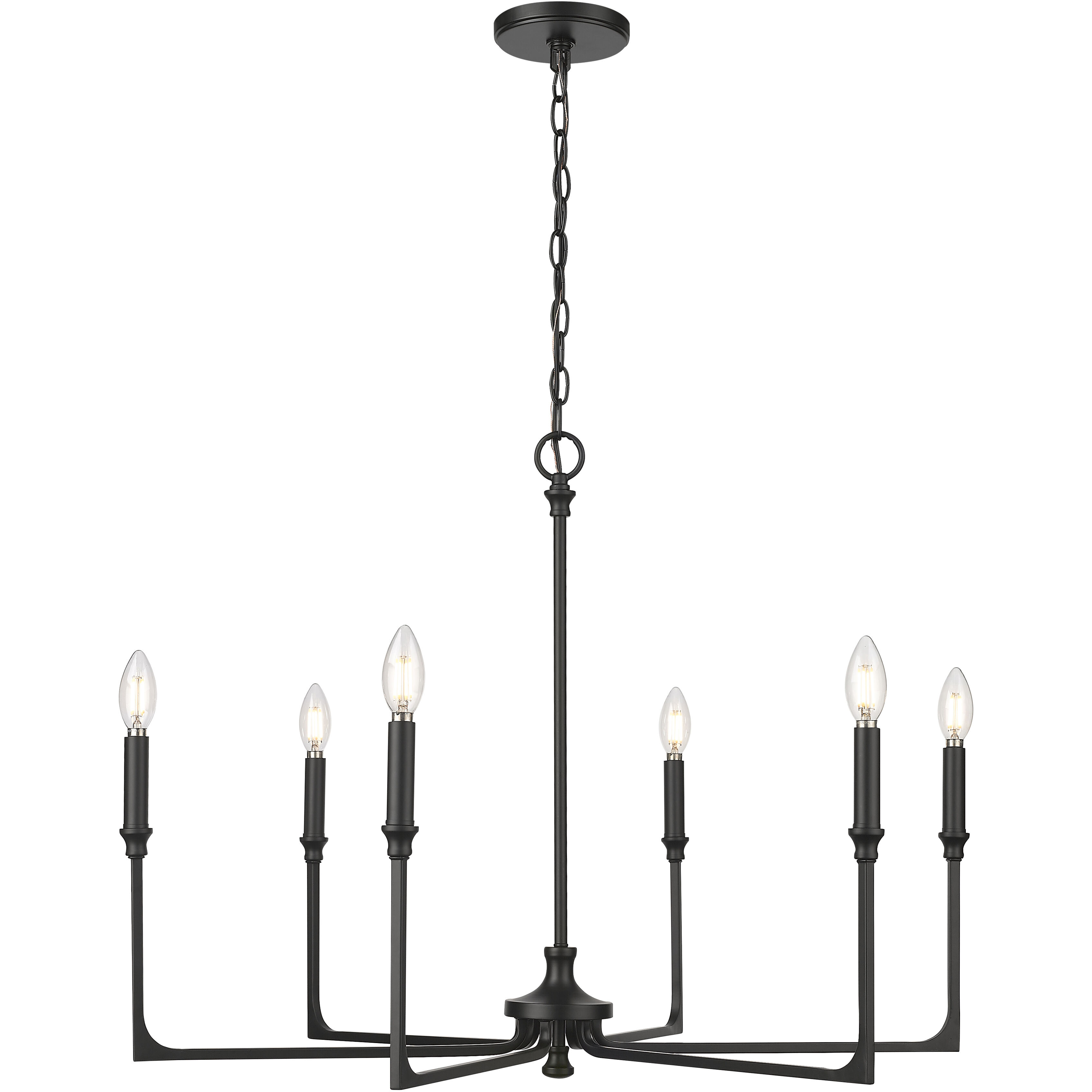 Azara 6 Light 32 inch Matte Black Chandelier Ceiling Light