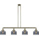 Franklin Restoration Large Bell 4 Light 52.63 inch Antique Brass Island Light Ceiling Light in Plated Smoke Glass, Franklin Restoration