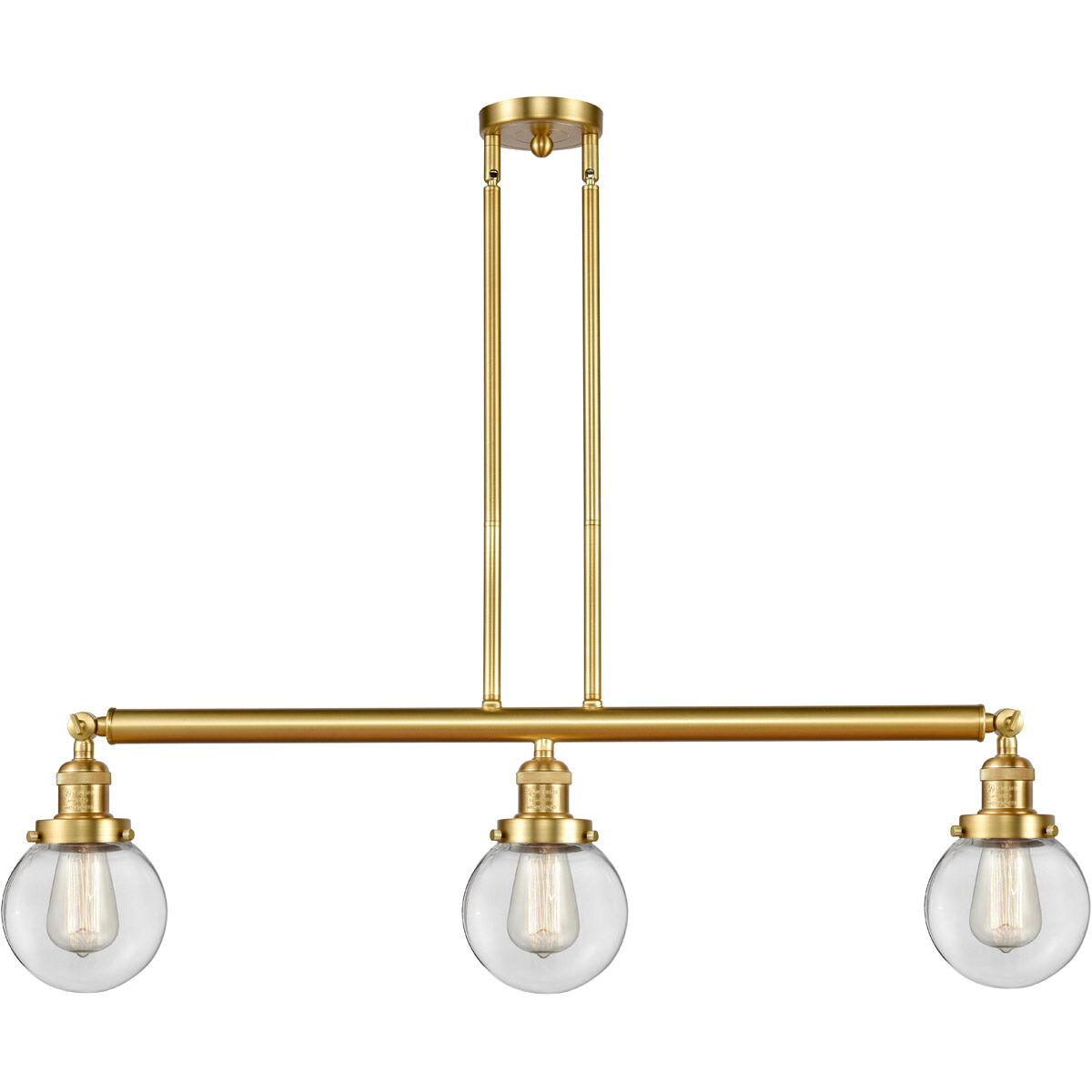 Franklin Restoration Beacon LED 38.5 inch Satin Gold Island Light Ceiling Light in Clear Glass, Franklin Restoration