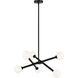Matchstix 6 Light 27.88 inch Black Pendant Ceiling Light in Black and Opal Glass
