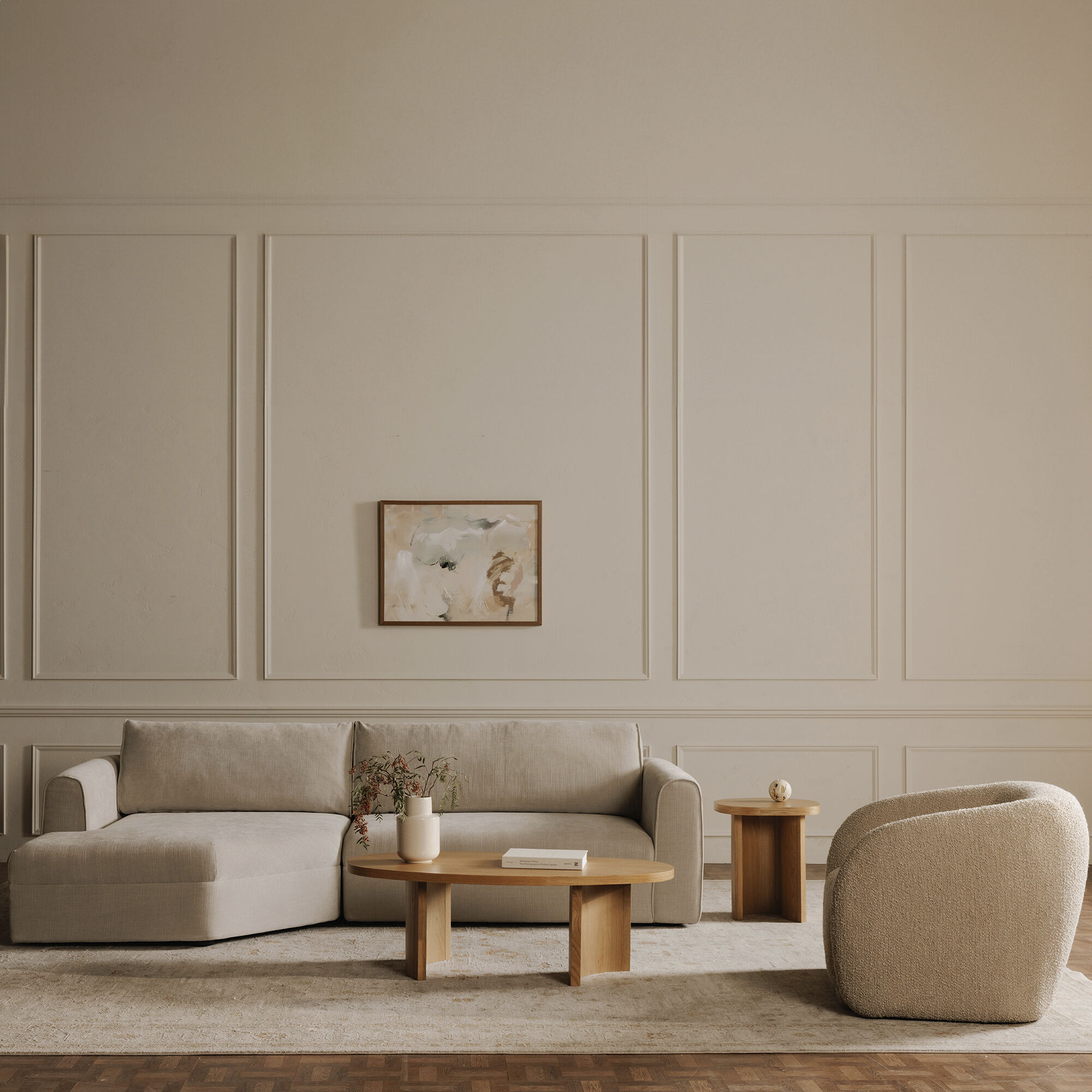 Madrid Beige Sectional, Right