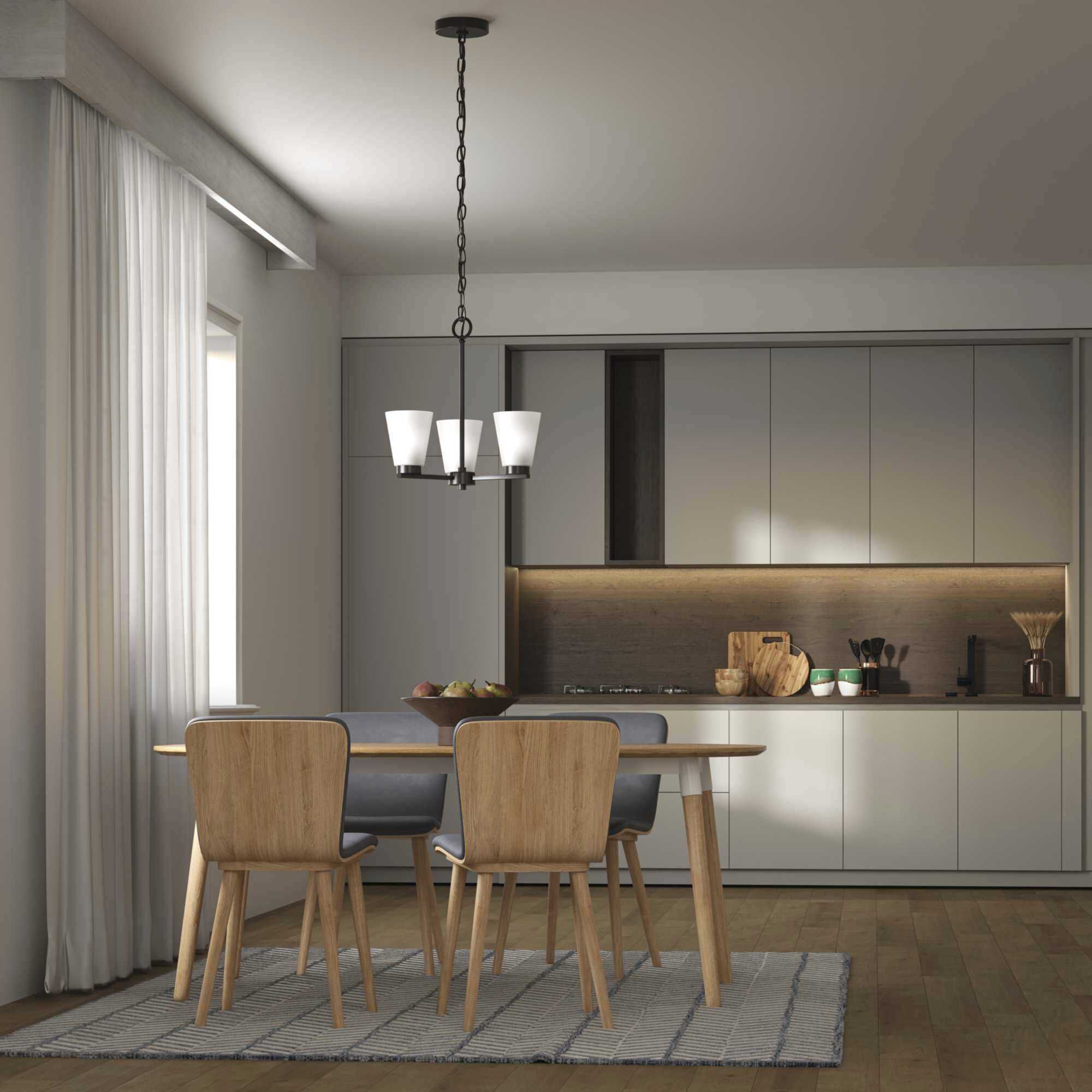 Tanner 3 Light 16.62 inch Matte Black Chandelier Ceiling Light